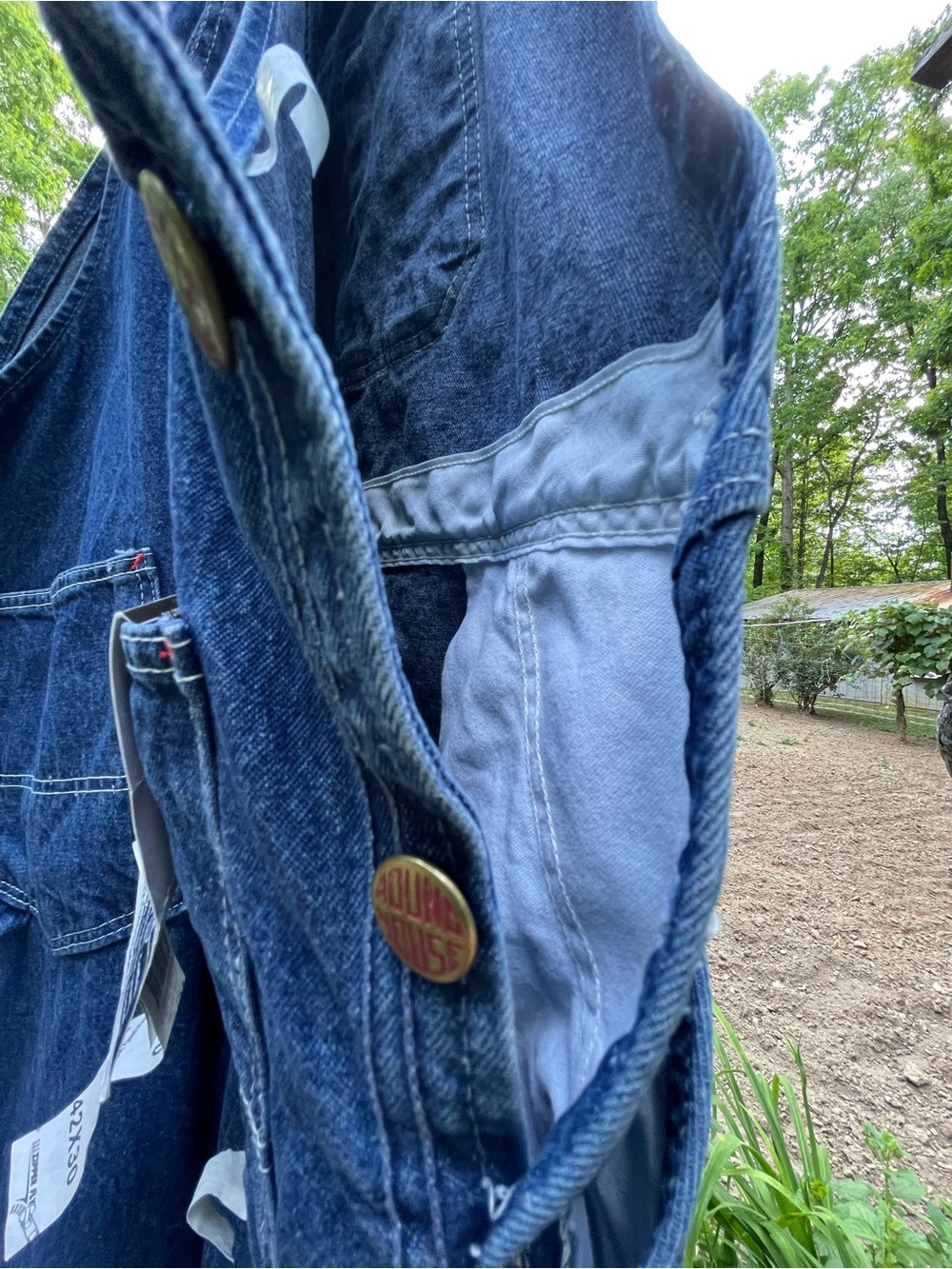Round House Stone Washed Denim Overalls 42X30 Unisex - Picture 5 of 11